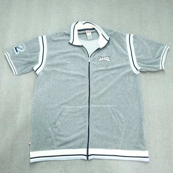 Ecko Unltd. Other - Ecko Unlimited Zip Up Jacket Men's Size 2XL Gray Blue Striped Short-Sleeve